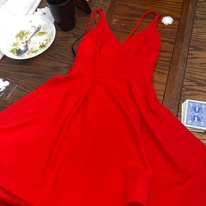 Red high low short dress from Macy’s